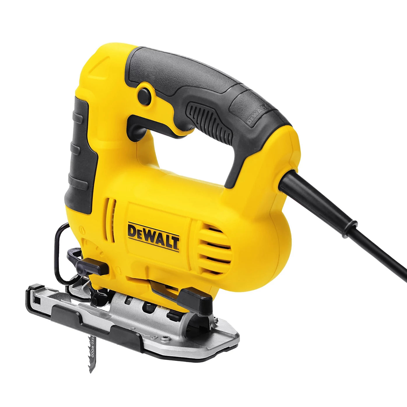 DeWalt DWE349-GB 650W 230V Corded Jigsaw – Variable Speed, Pendulum Action, 85mm Wood Cutting